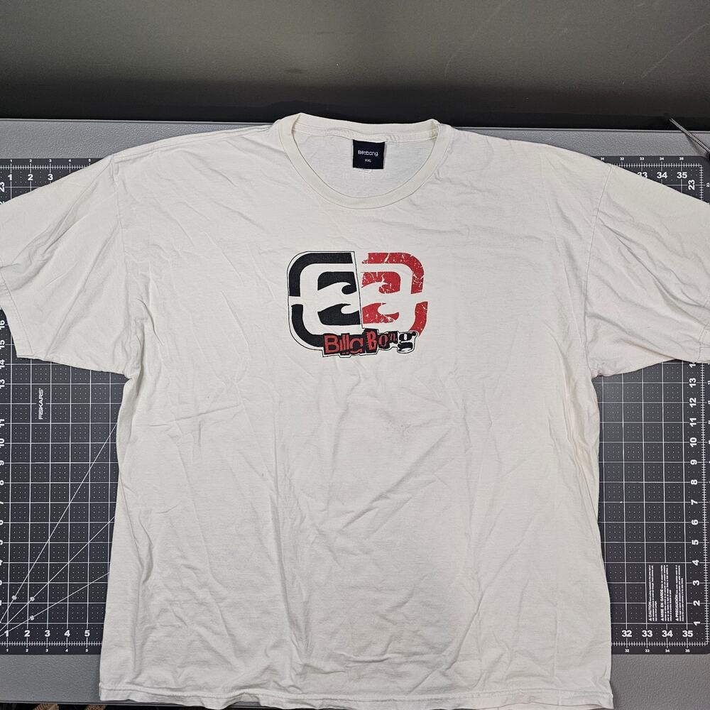 Vintage Billabong Tshirt XXL White Distorted Box Graffiti Y2K Streetwear Surfer